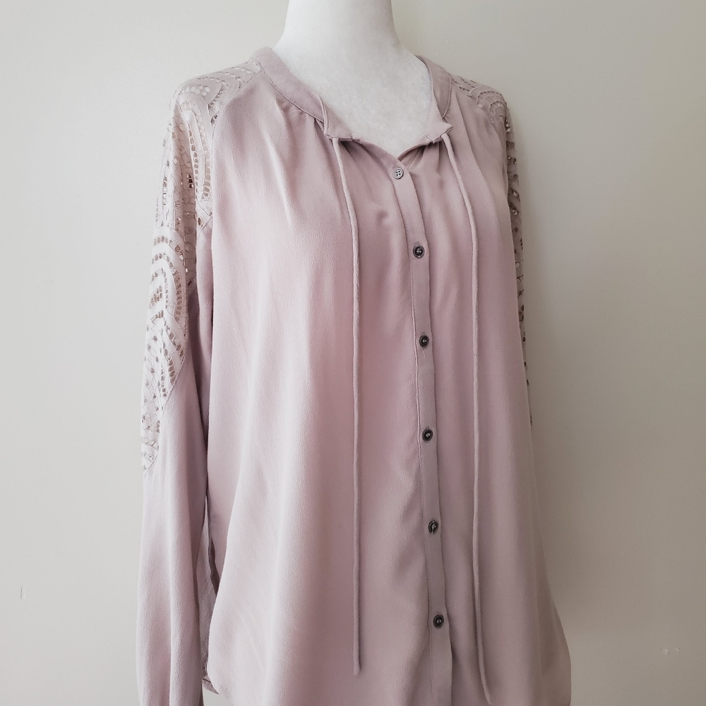 Gentle Fawn Lace Inset Button Down Blouse - Picture 2 of 16